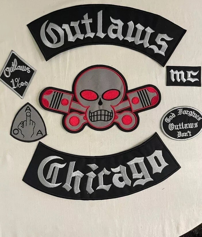 Outlaw Chicago Forgives Biker Patch Embroidered Iron On Rider Full Set