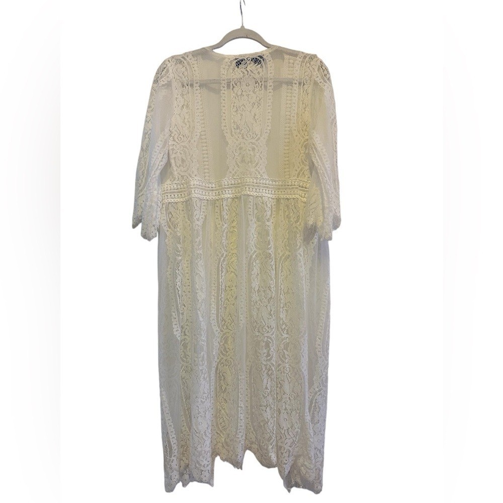 Romantic Shabby Boho lace duster kimono cardigan topper Lagenlook Small