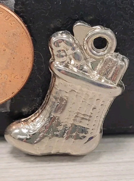 Vintage plastic Chrome CHRISTMAS STOCKING gumball charm prize jewelry