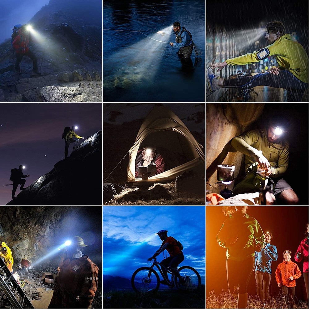 LED Headlamp Headlight Flashlight Torch COB Rechargeable Waterproof Sensor Lamp