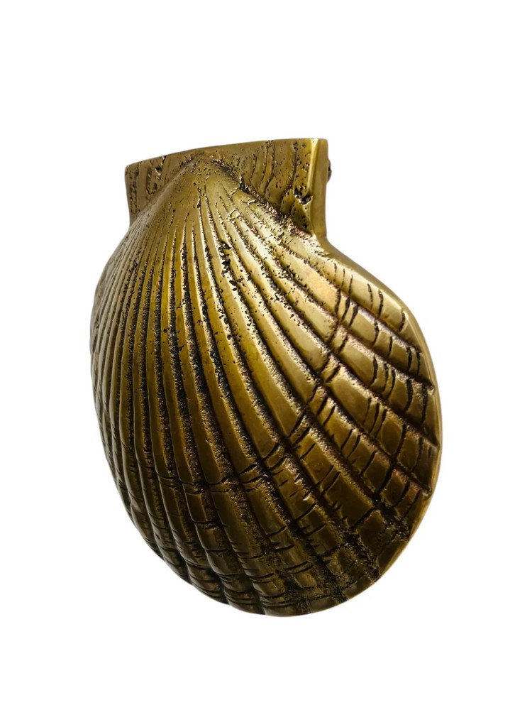 Solid Brass Shell Door Knocker: Nautical Antique Home Decor
