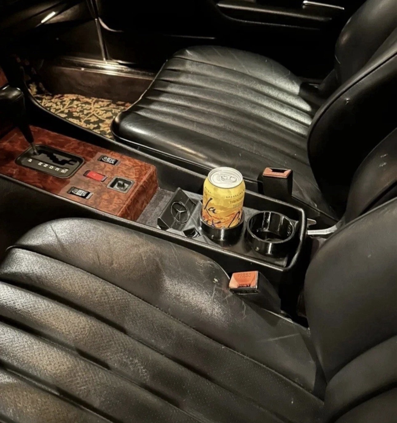 Mercedes Benz W123 & W124 & R107 CUP HOLDER w/ PHONE and Coin Slot & Emblem Logo