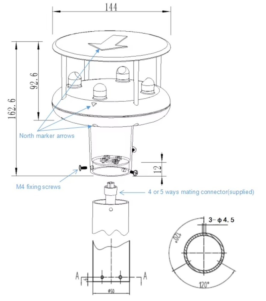 High Quality Wind Speed Direction Sensor Wind Meter Part WDS2E 0 - 60m/s