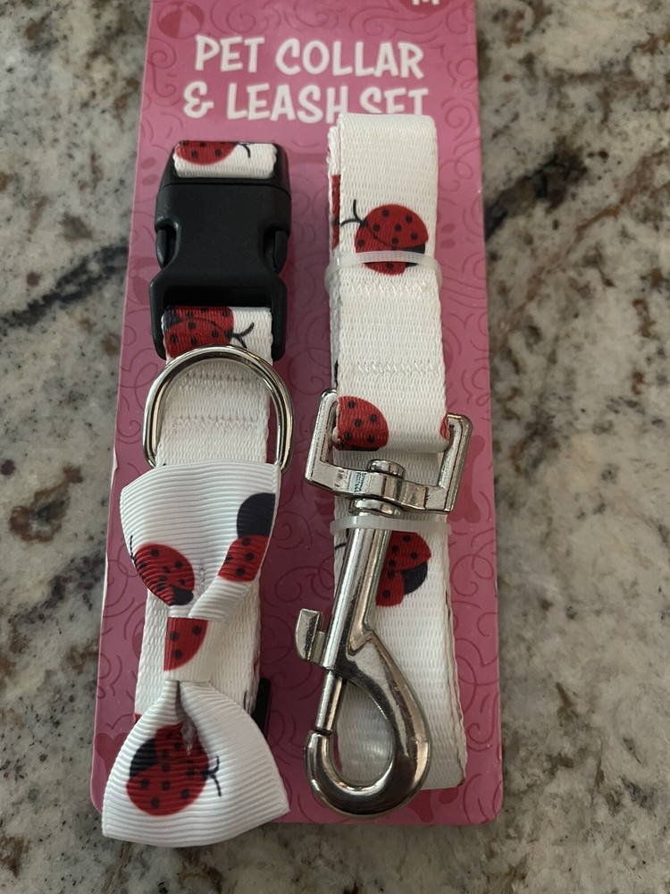Pet Ladybug Collar & Leash Set New