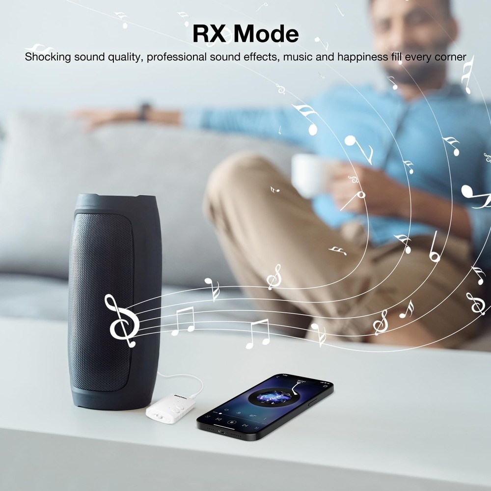 Bluetooth 5.3 Adapter Transmitter/Receiver 2-in-1 Mini Wireless with 3.5mm Au...