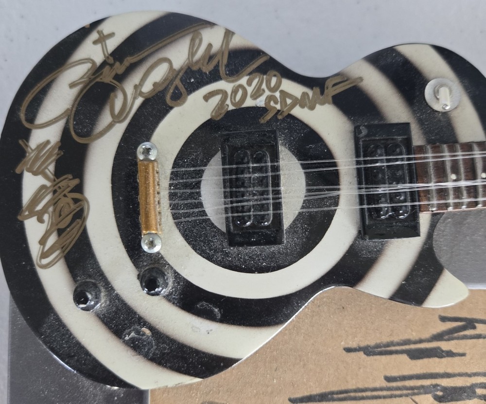 Rare Zakk Wylde Signed Mini Guitar Frame w/Black Label Band Autographs in Frame