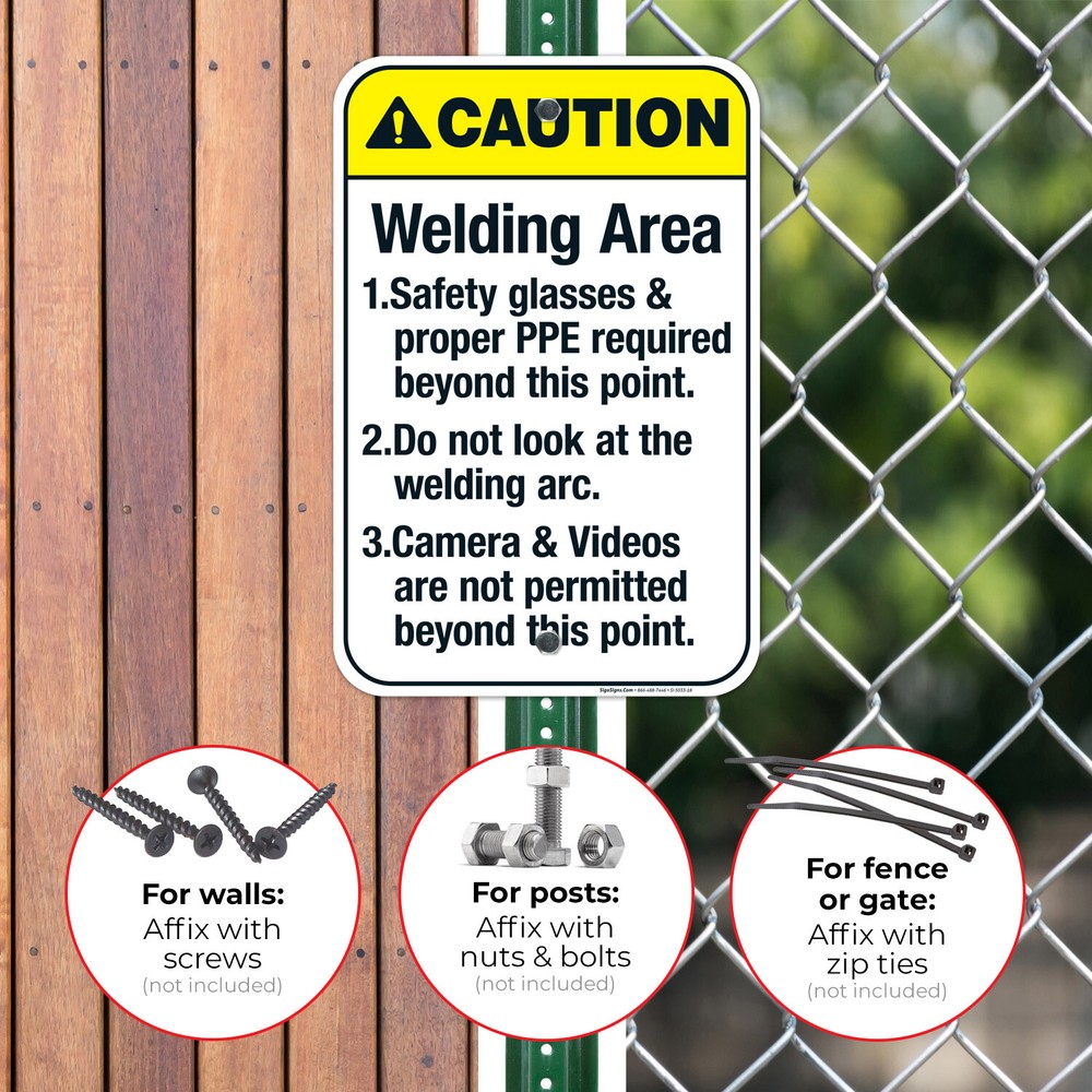Welding Area Sign, ANSI Caution Sign,