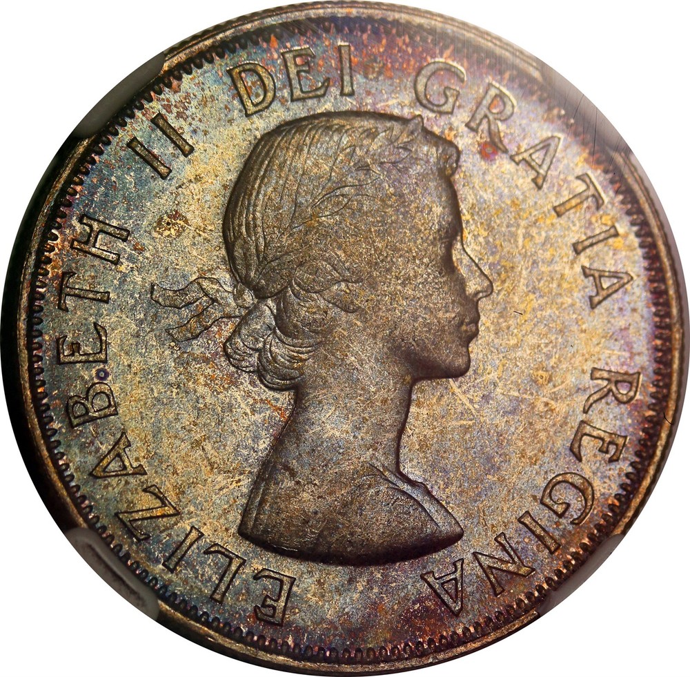 1954 Canada 50C NGC MS 65 (Toned) Silver Half Dollar
