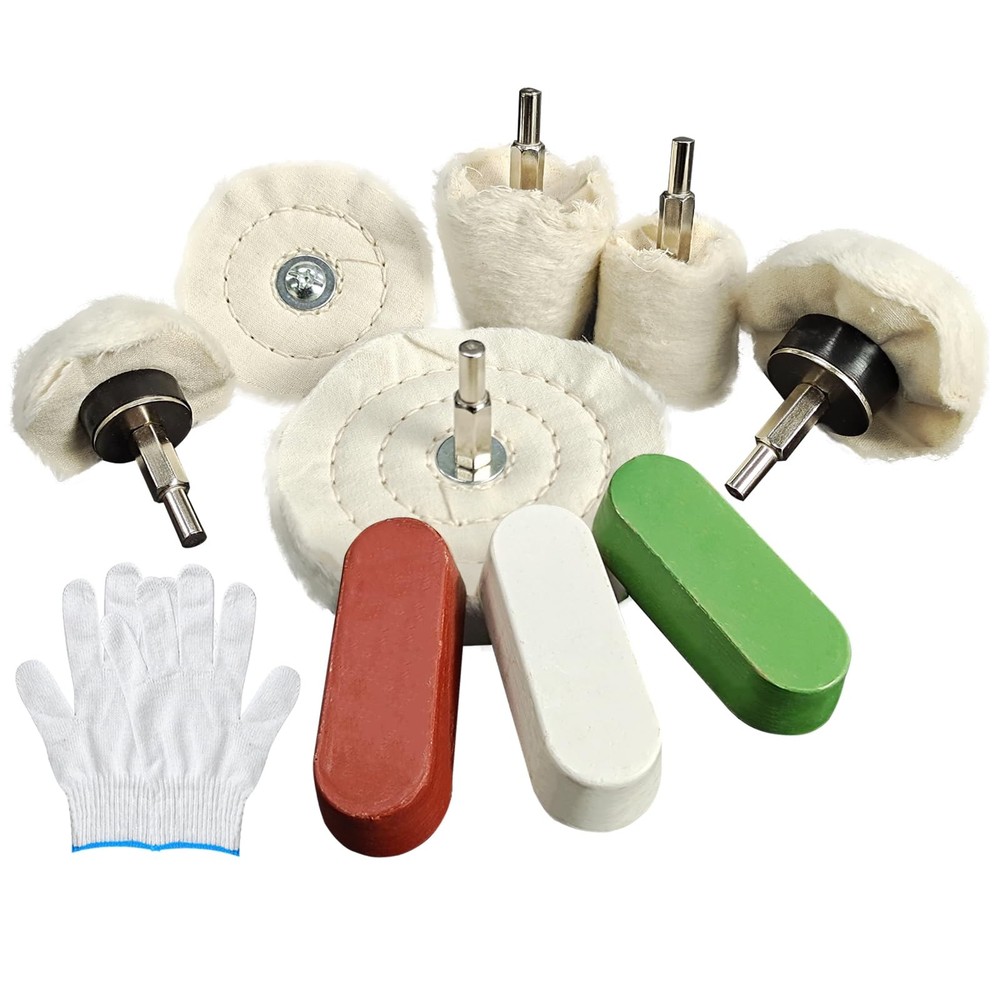 6 Drill Buffing Wheels and 3 Polishing Compounds, Multi-Specification Wheel K...