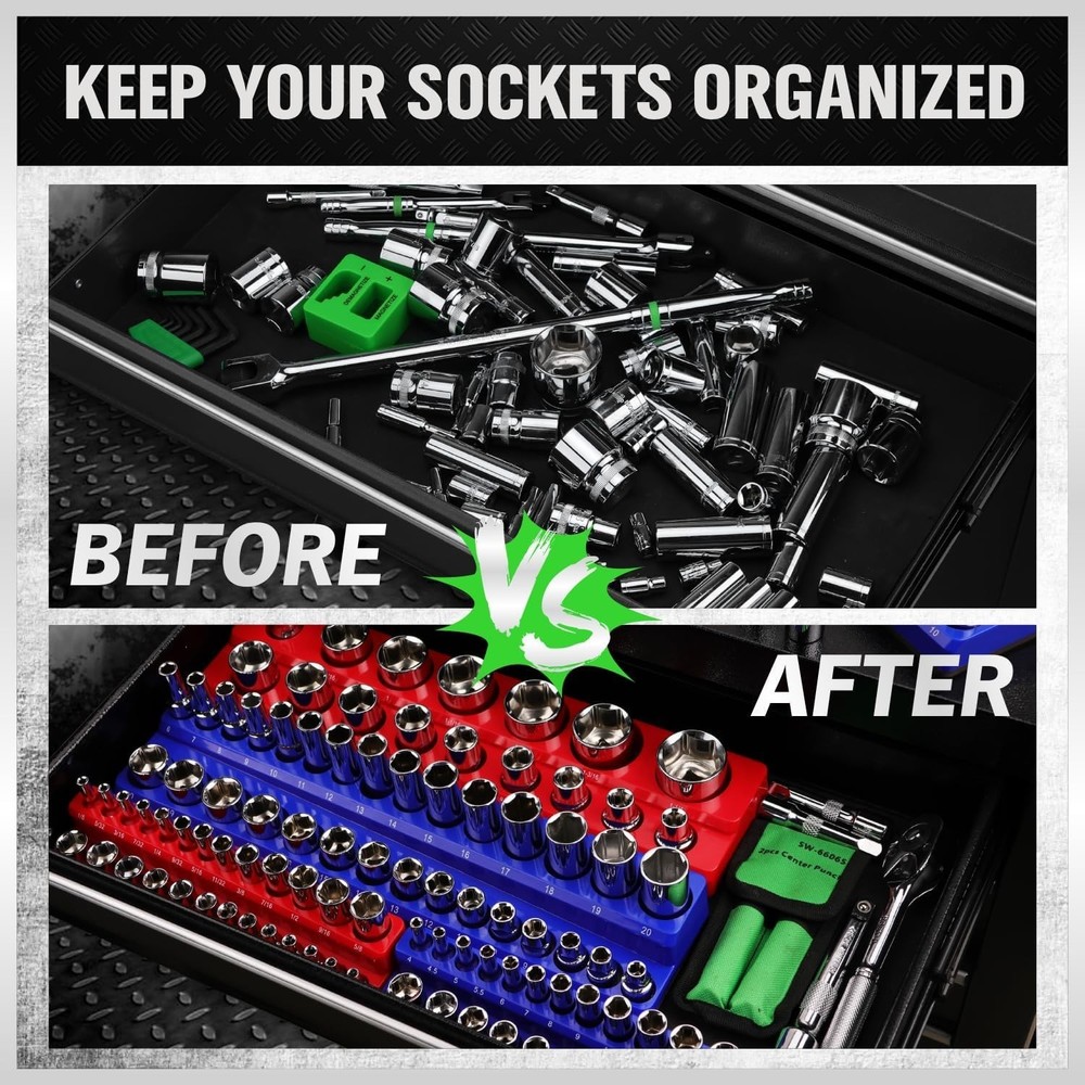 Magnetic Socket Organizer Set - 286 Piece Storage Solution