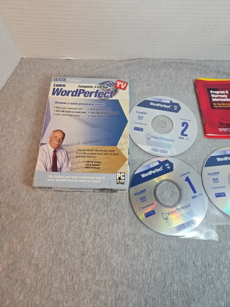 Video Professor Learn WordPerfect PC Software