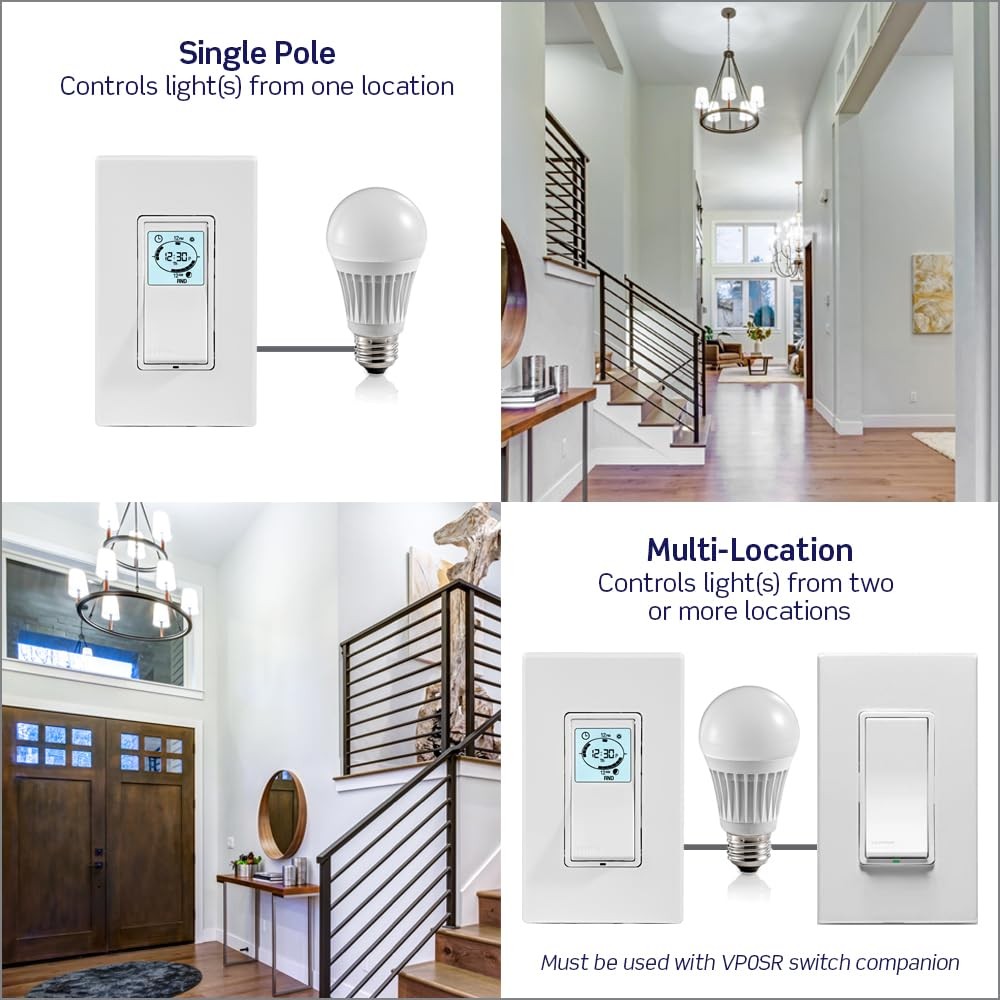 Leviton Decora Programmable and Astronomical 1 Pack, White/Ivory/Light Almond