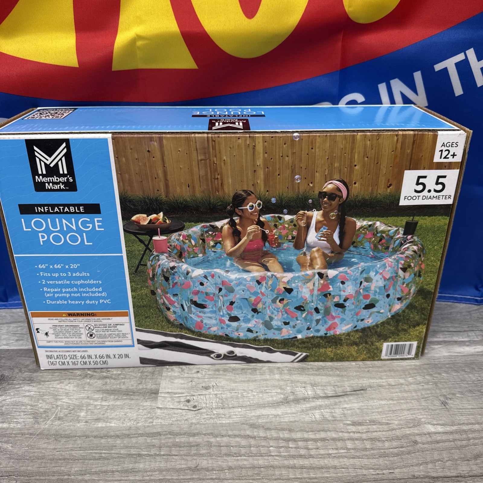 Member's Mark Inflatable Lounge Pool with Cup Holders, Terrazzo