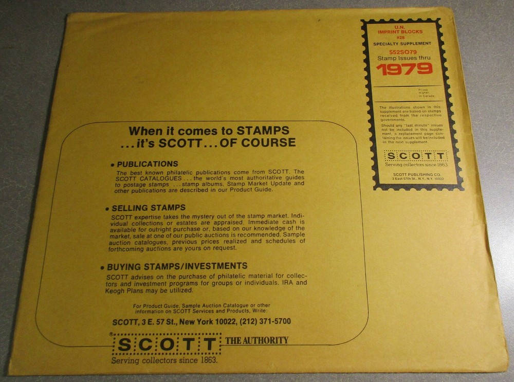 "SCOTT" U.N. IMPRINT BLOCKS #28 STAMPS ISSUED THROUGH 1979 W/FREE SHIPPING!!