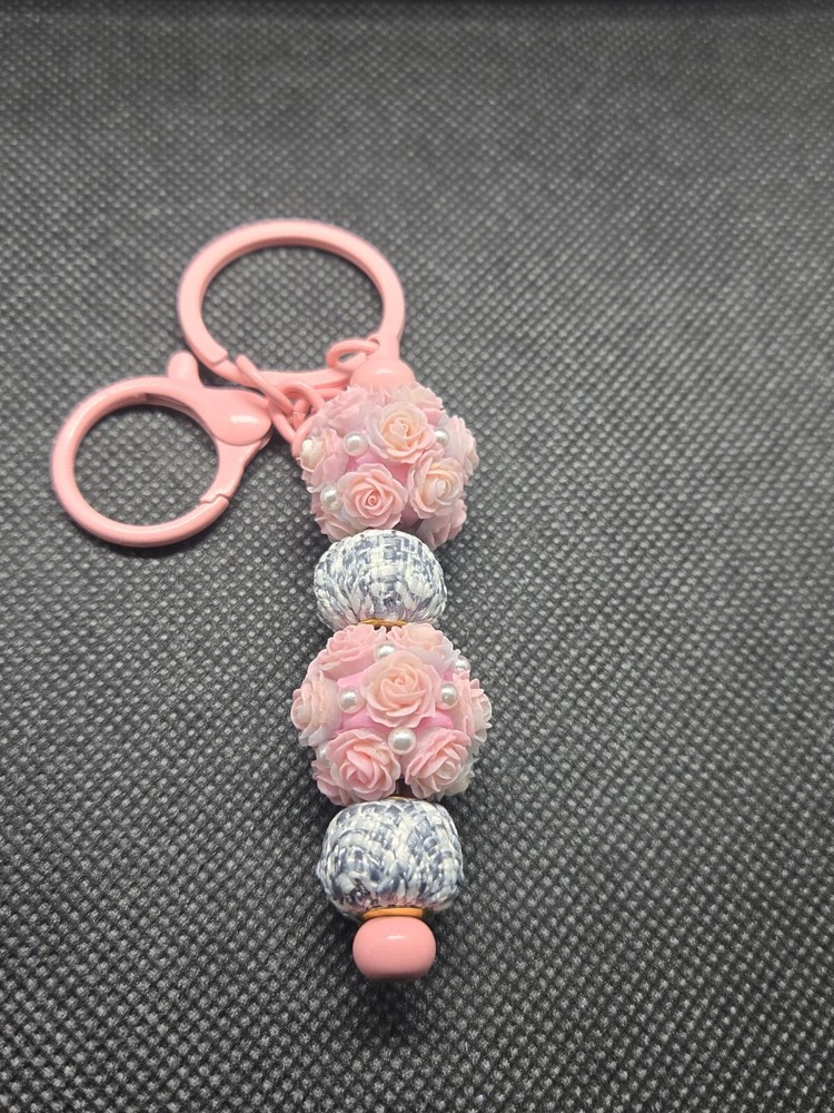 Handcrafted Rose Bead Key Chain