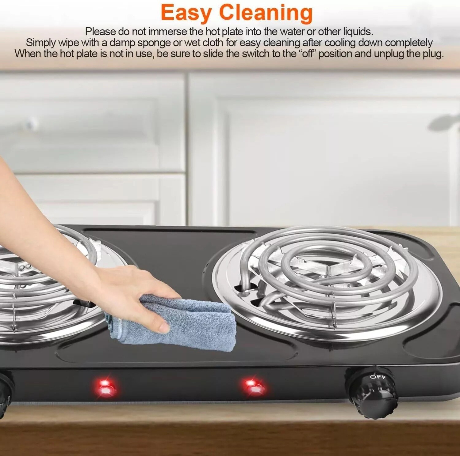 2000W Portable Kitchen Electric Double Burner Hot Plate Cooktop Cooking Stove