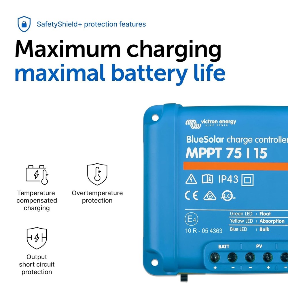 75V, 15 Amp BlueSolar MPPT Solar Charge Controller - Maximize Energy Efficiency