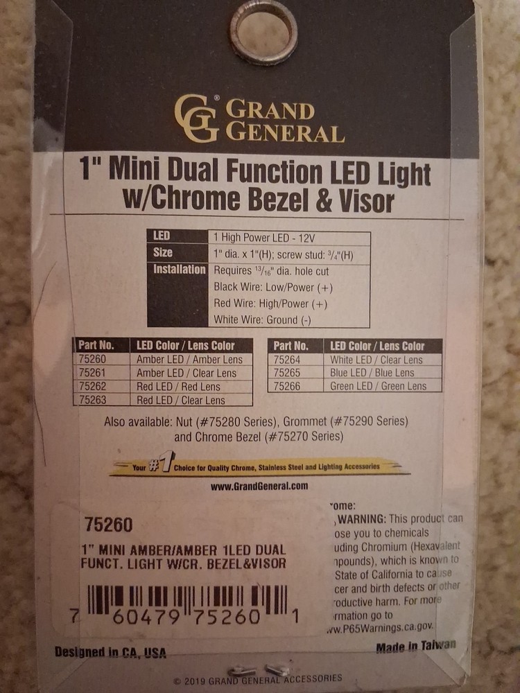 1" Mini Dual Function LED Light W/Chrome Bezel & Visor