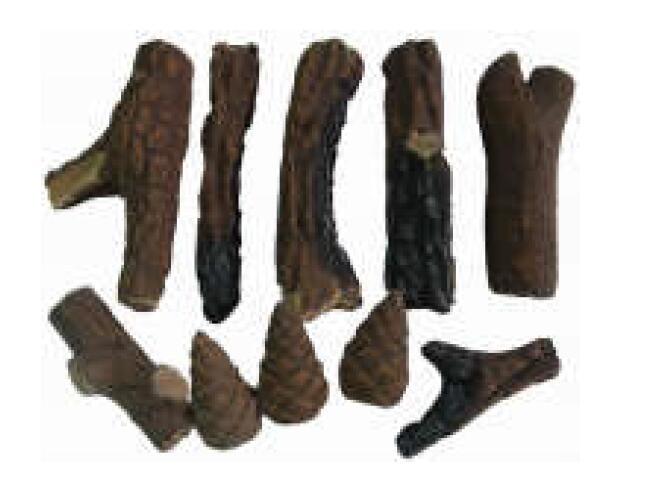 10 Pieces Wood-like Ceramic Logs Fireplace Gas Ethanol Hand Crafted Pine Cones