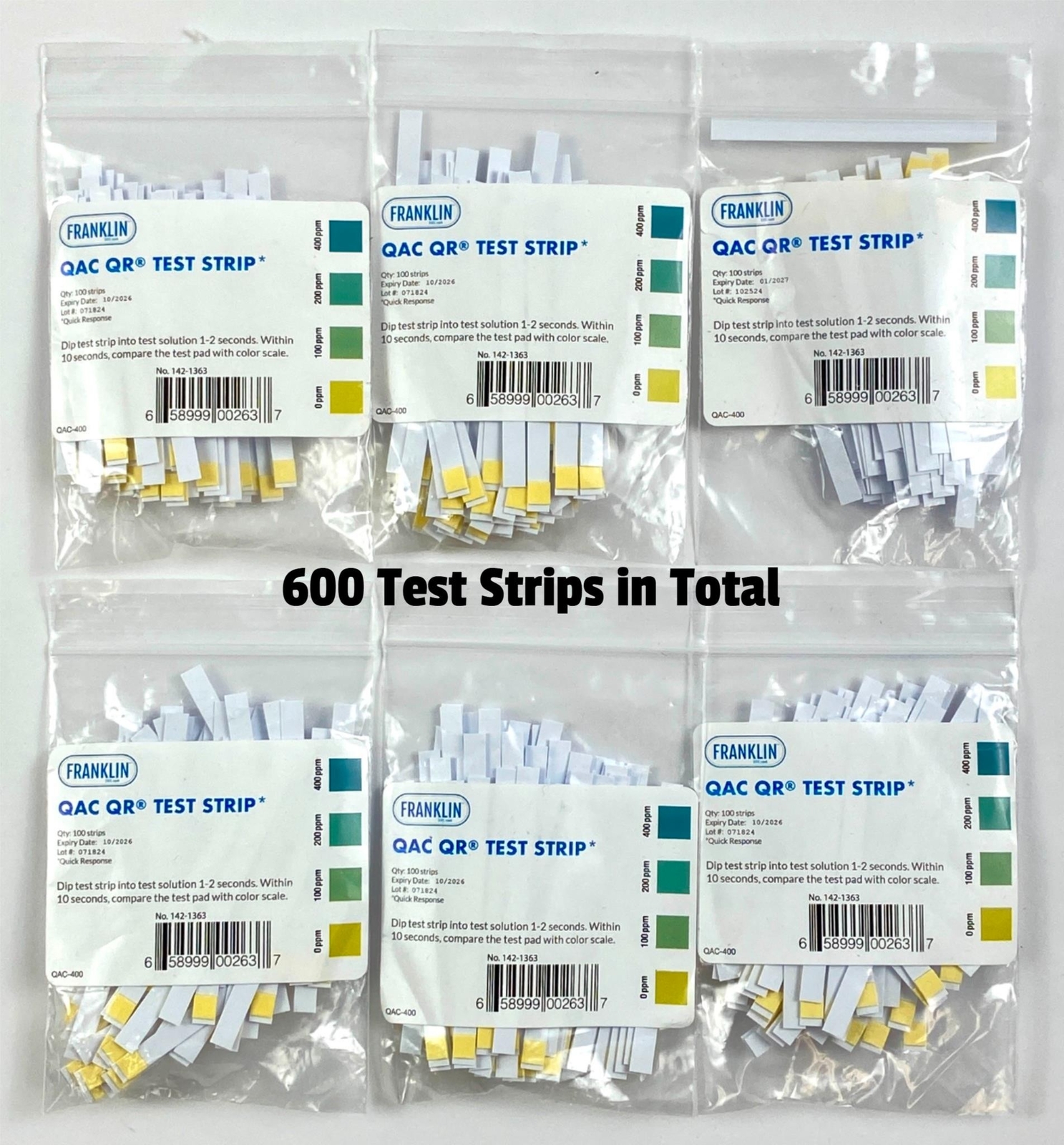 FMP Quaternary Ammonia Sanitizer Test Strip QAC QR Tape Set of 6
