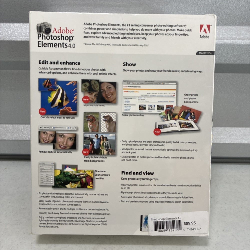 2006 Adobe Photoshop Elements 4.0 for Mac NOS/ Sealed