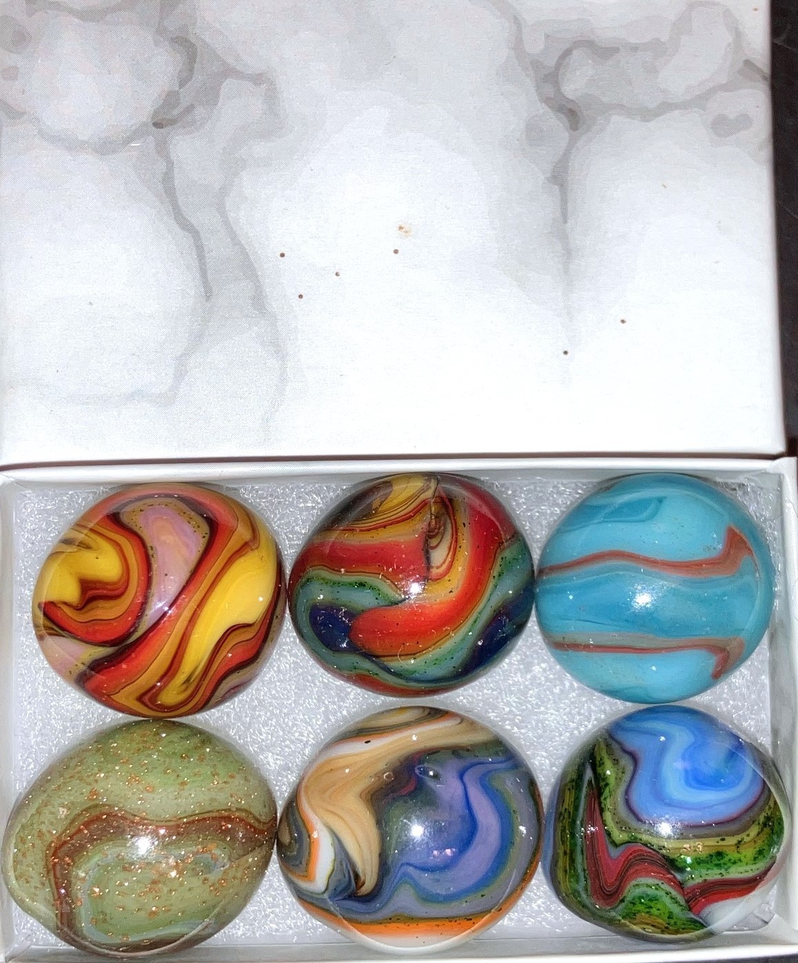 6 Jabo & D.A.S. Easter Eggs Marble Ingots Box Set Egg Marbles Aventurine Lutz A