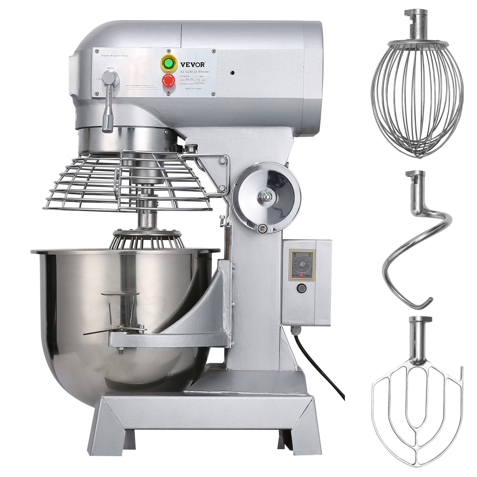 VEVOR Commercial Mixer Dough Mixer 20Qt Industrial Mixer for Bakery, 3-Speed