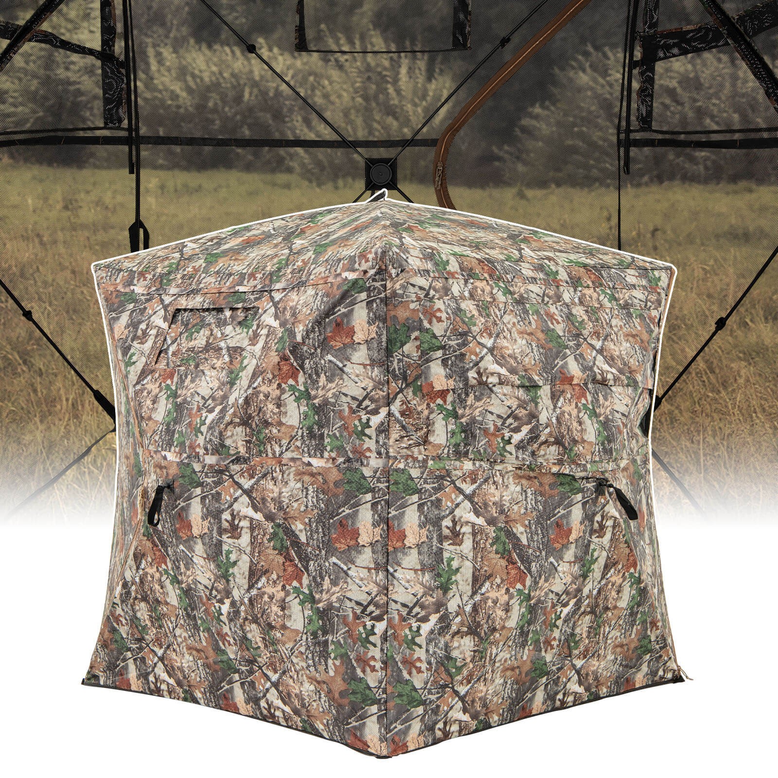 360° One-Way See-Through Hunting Blind with Full-Open Door Portable Carry Bag