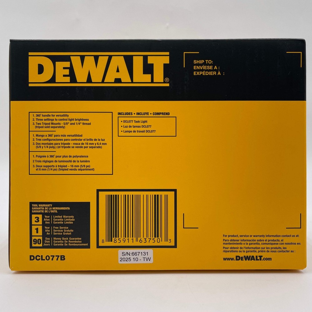 New DeWalt DCL077B 12v/20v MAX Compact Task Light