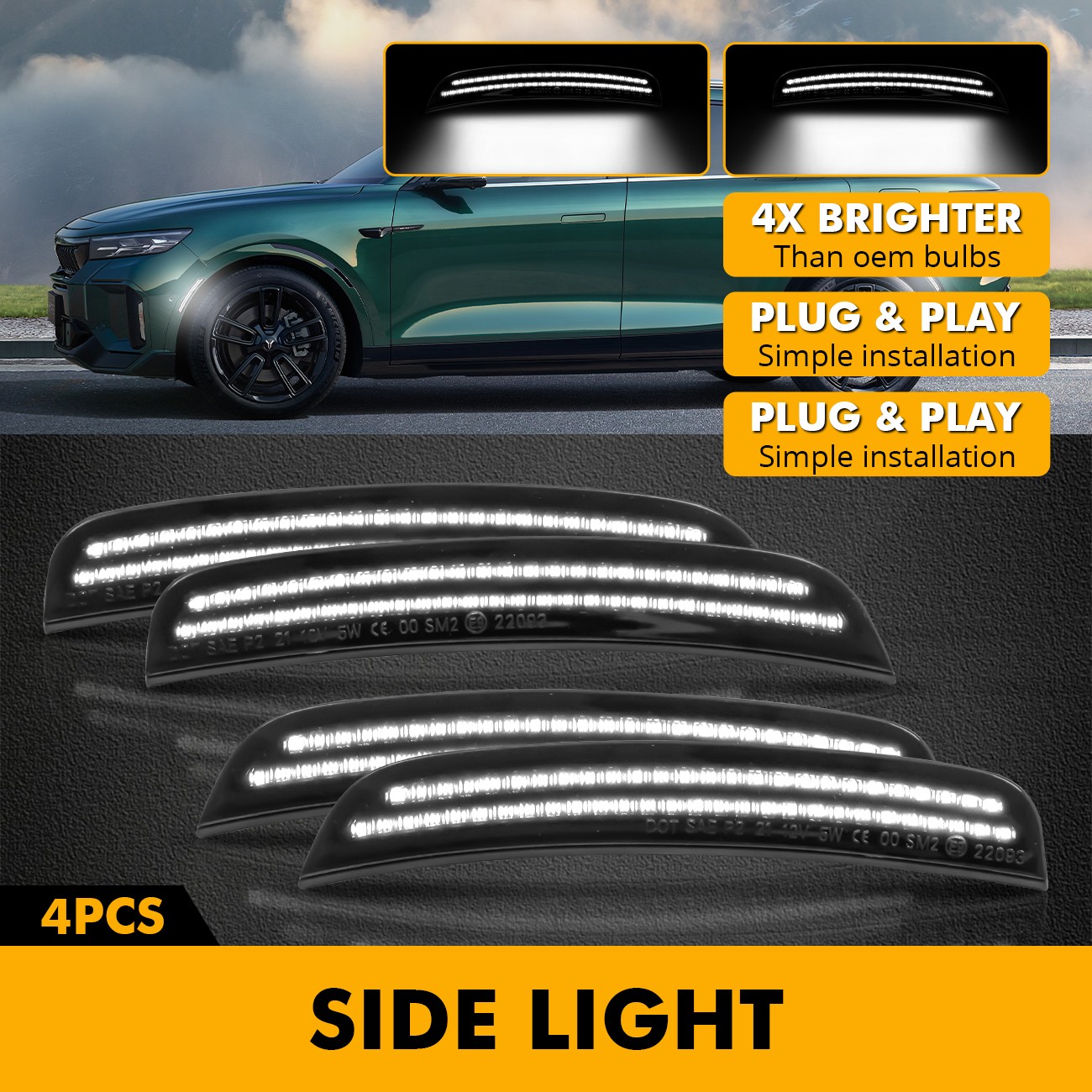 Front Rear LED Bumper Side Marker Lights For 2015-2023 Chrysler 300 300C 300S