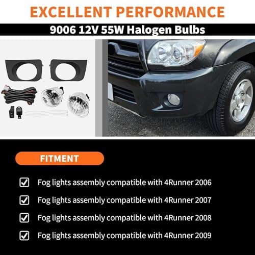 Fog Lights Assembly Compatible with 4Runner 2006 2007 2008 2009 Left and Right