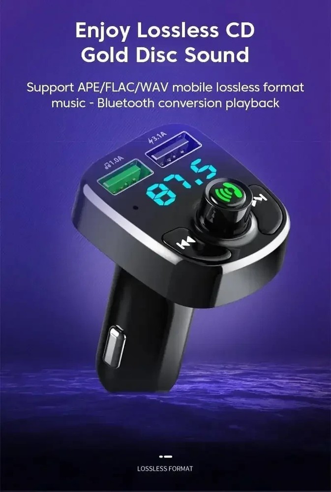 Bluetooth FM Transmitter Car Kit – Wireless Radio Adapter, MP3 Player, Dual USB