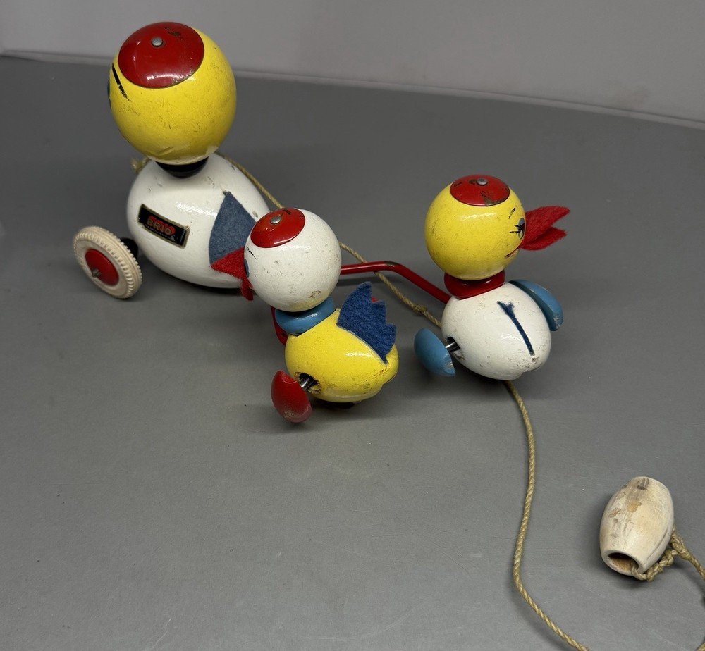 Vintage Brio Three Duck Pull Toy ~ Wooden