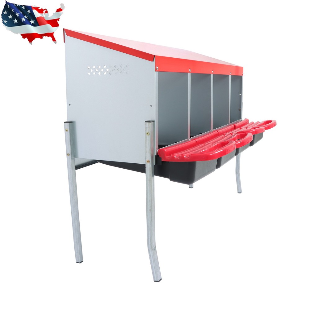Roll Out Chicken Nesting Boxes For Laying Eggs Coop 4 Compartment