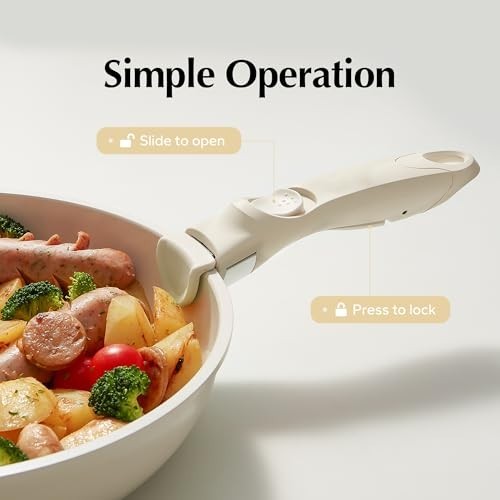 Detachable Cookware Handle - Universal Replacement for Pots & Pans (White Pink)