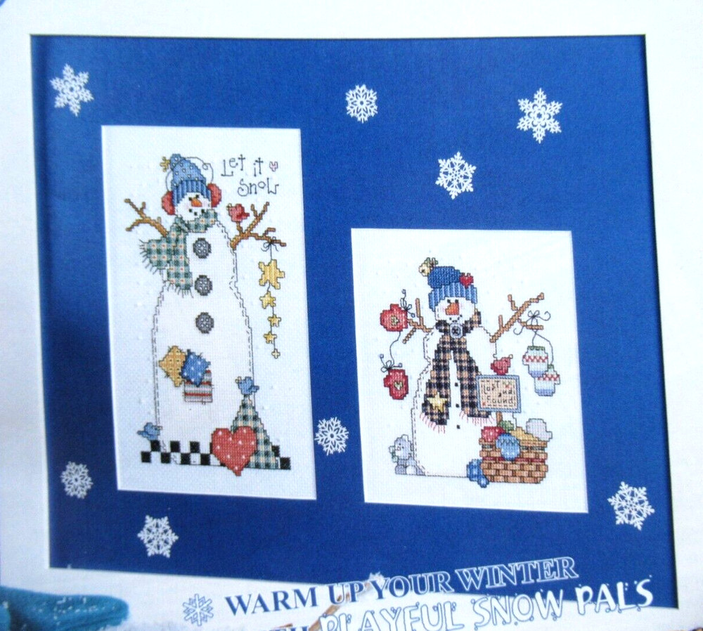 Patchwork Snowman Pals Assorted Christmas Greetings CROSS STITCH PATTERNS