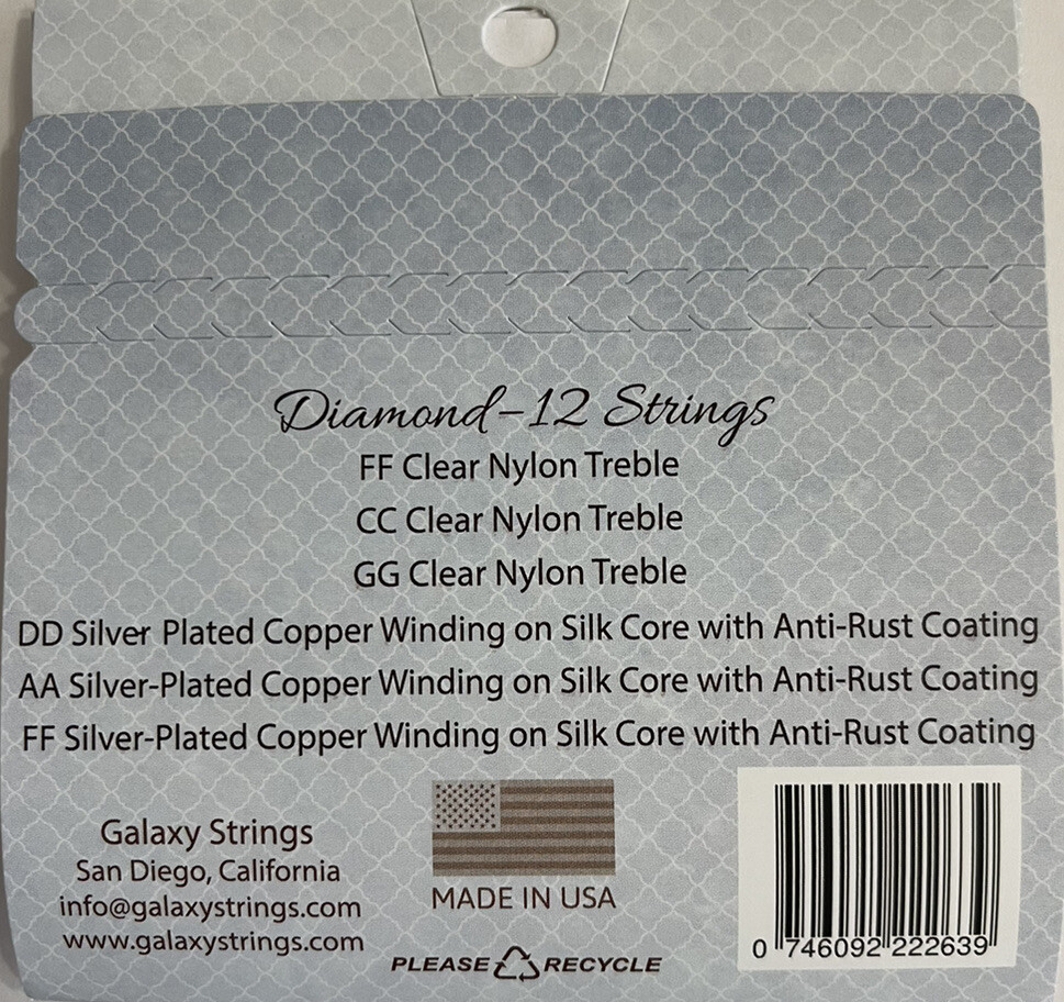 Galaxy Diamond Oud Strings Set, Oud Strings set Arabic Tuning, 12 strings.