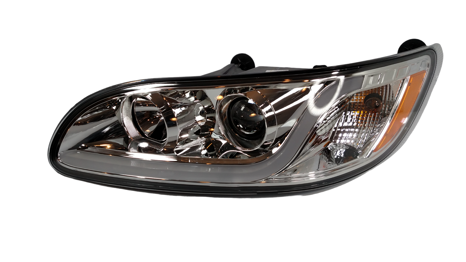 Pair Chrome Projection Headlights Dual Function LED Light Bar Peterbilt 386/387
