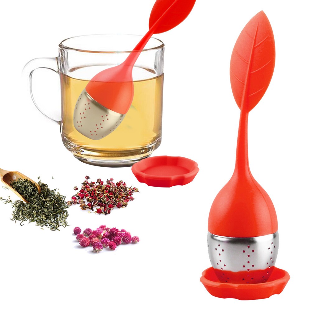 Silicone Tea Infuser Strainers Stainless Herbal Spice Filter Diffuser Red+Green