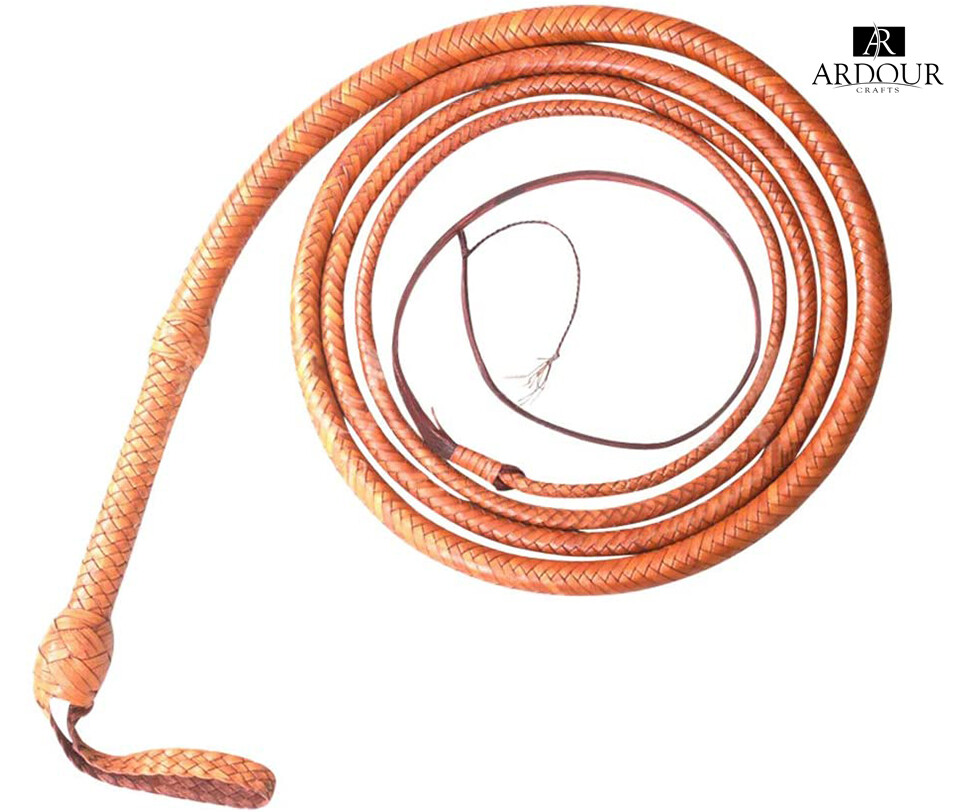 Kangaroo Leather Hide Bullwhip 04 to 16 Feet,16 Plaits Indiana Jones Bull Whip