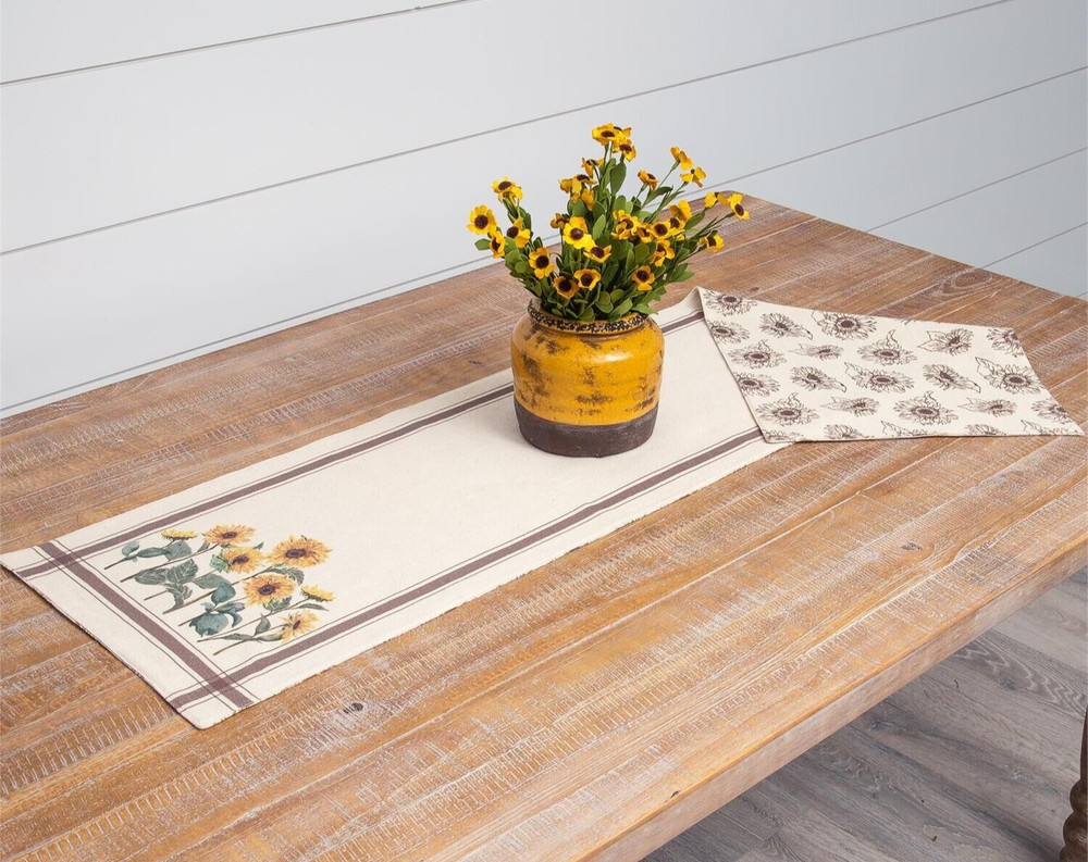 Audrey's. Reversible Table Runner, SUNFLOWER FIELDS,  52" x 13", NEW
