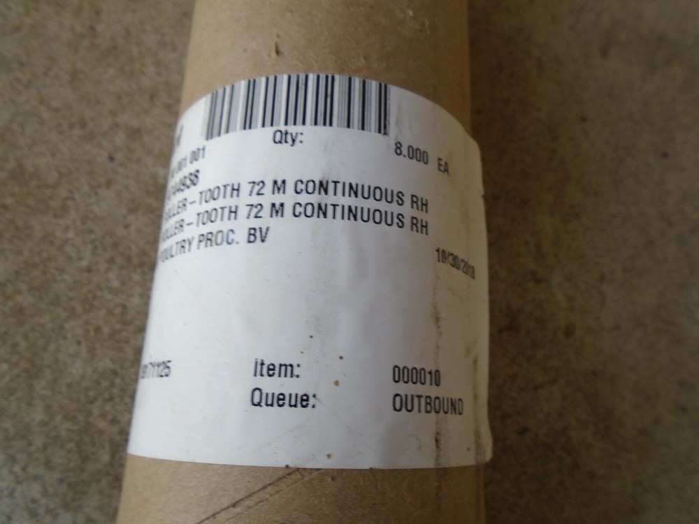 Marel 9744938 Roller Tooth 72 M Continuous RH Stork Poultry Process BV Machine