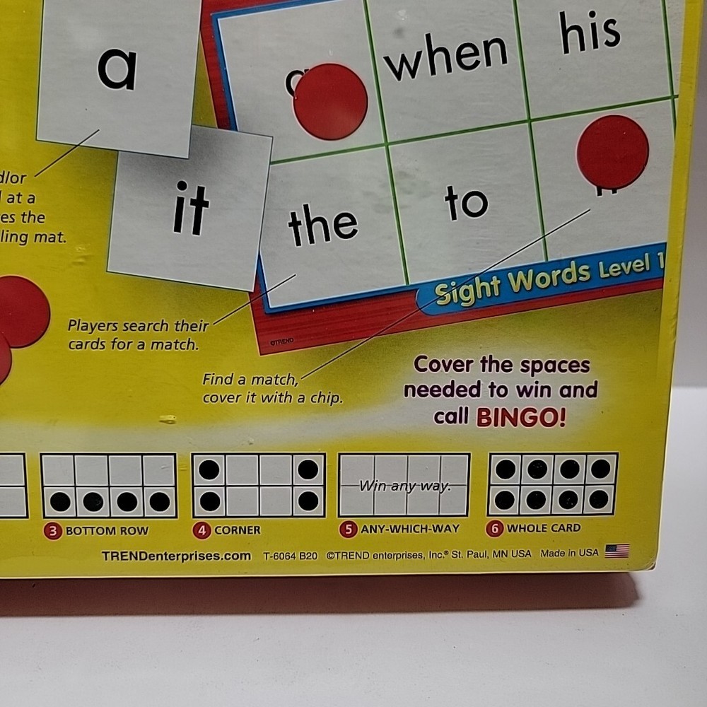 TREND Sight Words Level 1 Bingo Game New