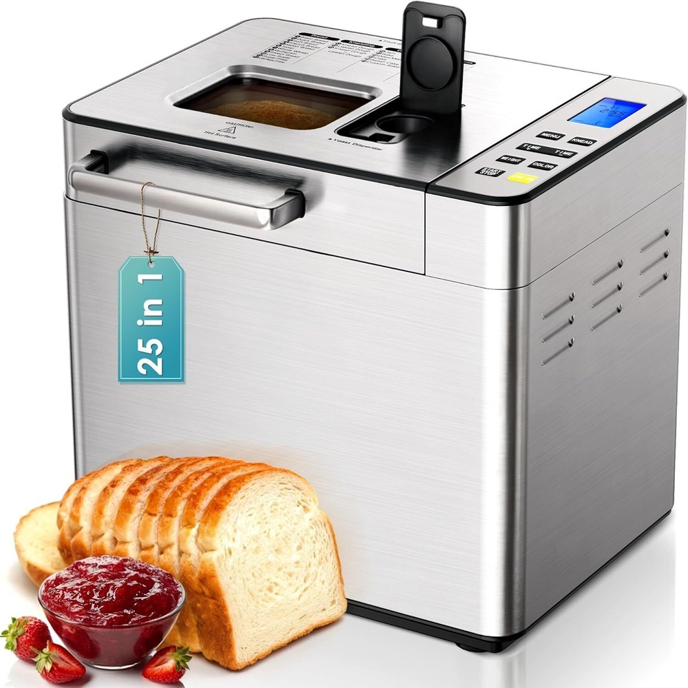 Automatic Bread Maker Gluten-Free, Dough Function, Adjustable Size Crust Setting