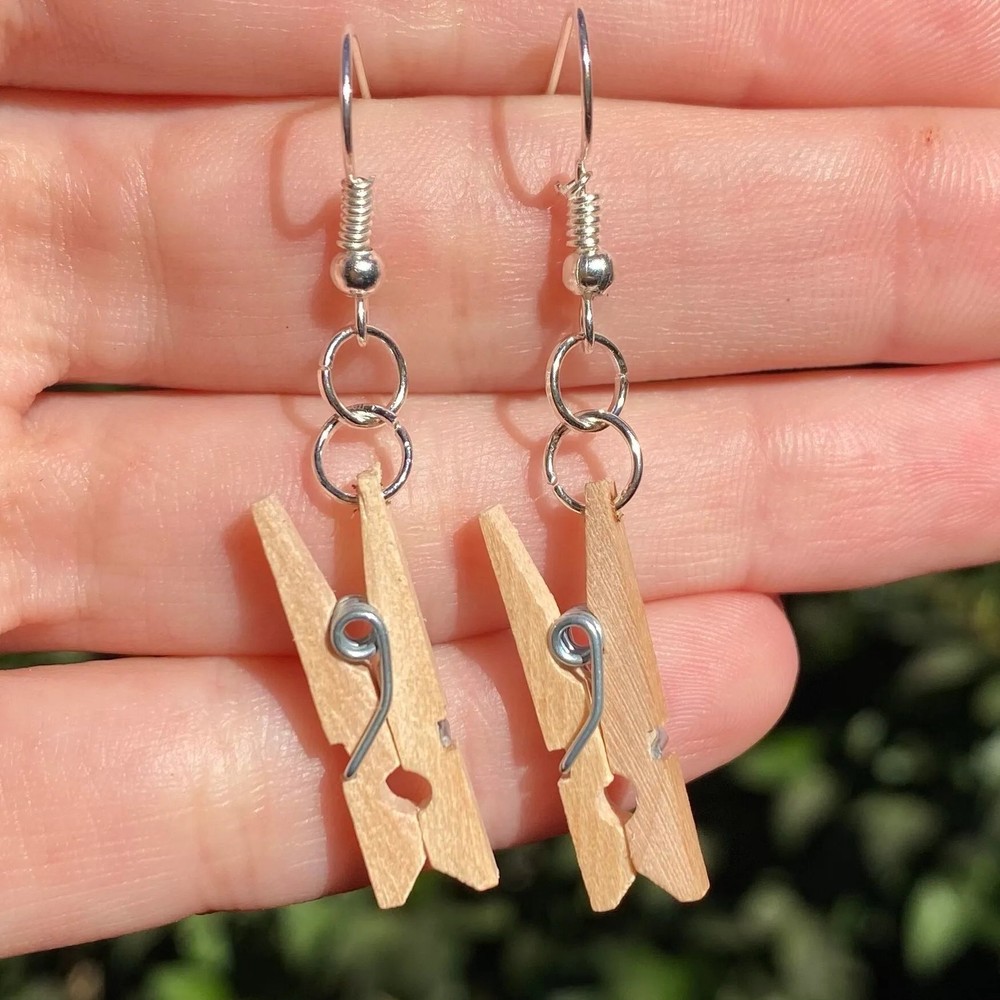 Wood Clothespin Earrings