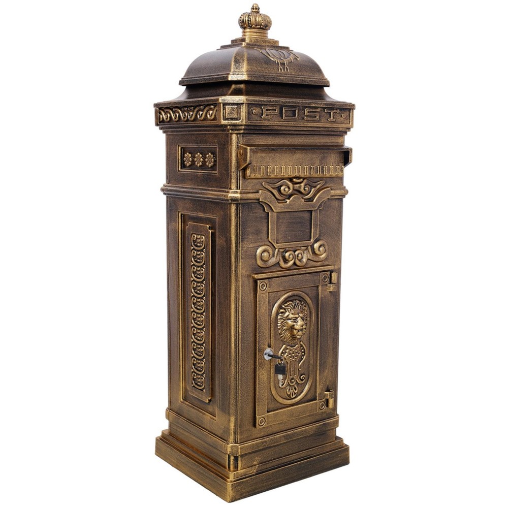 Outdoor Large Mailbox Copper Statue Decorative Postbox Rainproof Parcel Storage