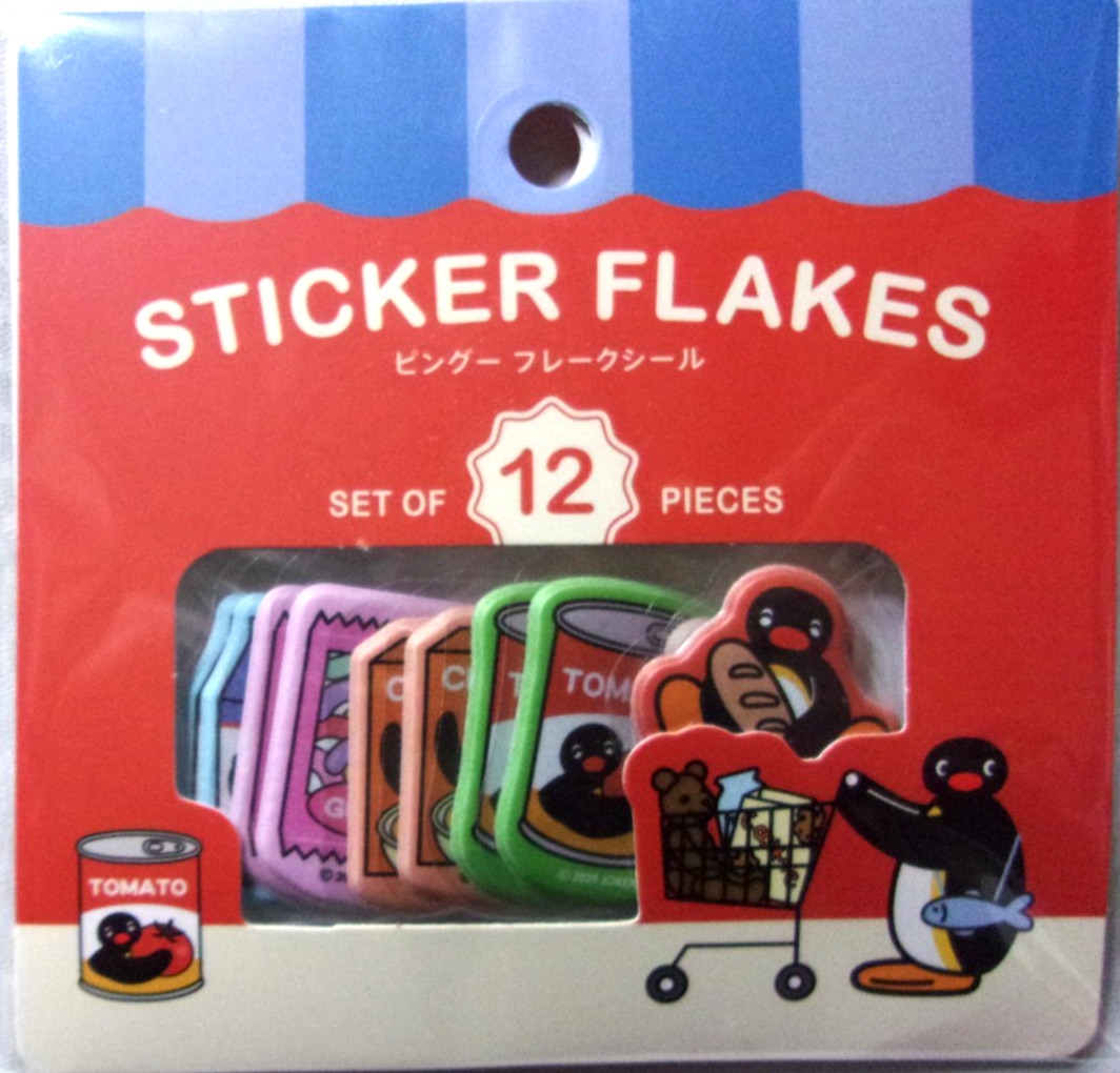 amifa Pingu Penguin Supermarket PVC Flake Sticker Japan 12 pieces