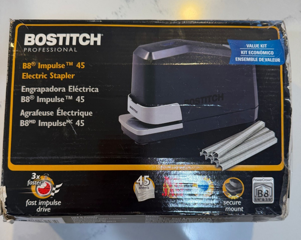 Bostitch B8E-VALUE B8 Impulse 45 Sheet Electric Stapler and Staples - Black