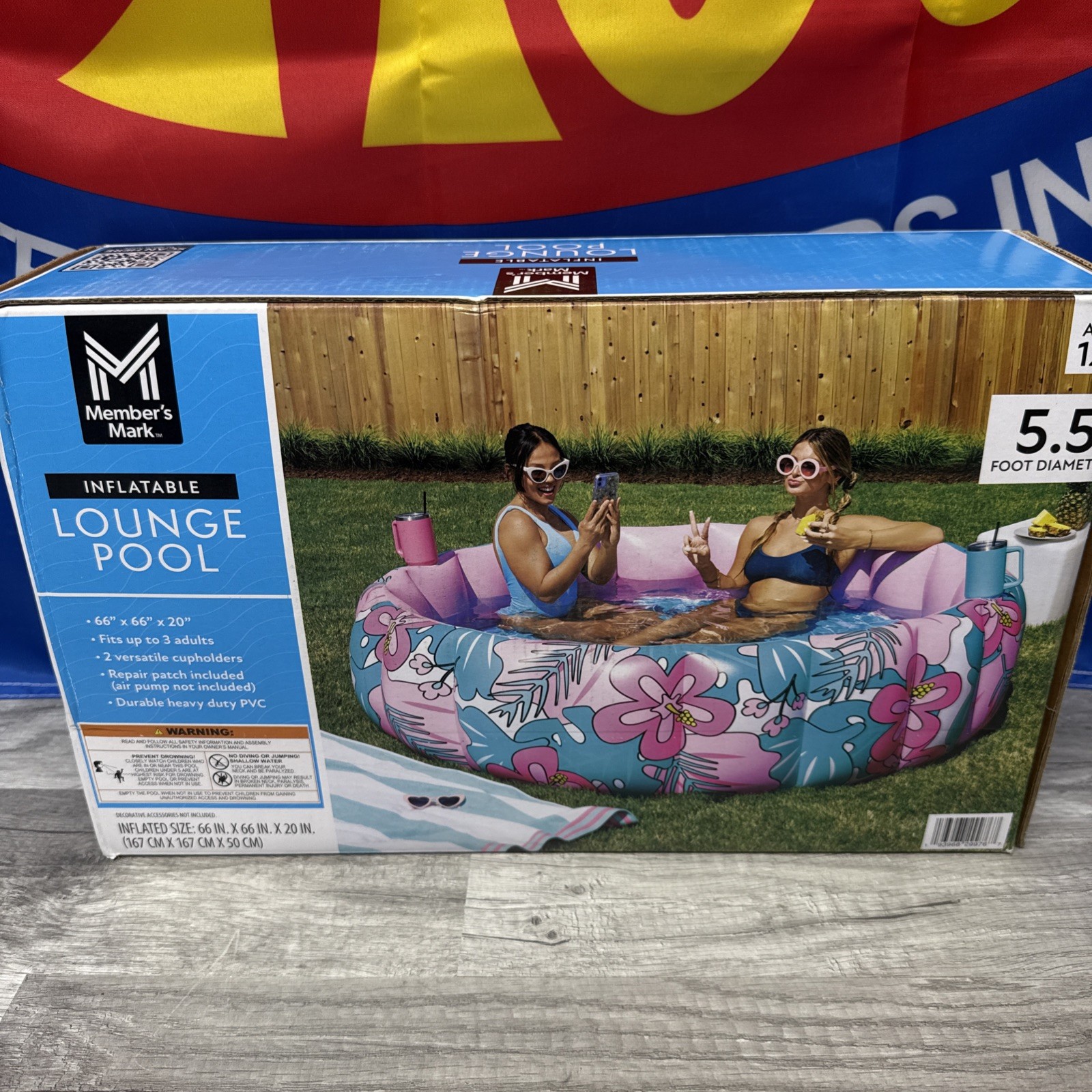 Member's Mark Inflatable Lounge Pool with Cup Holders, Tropical