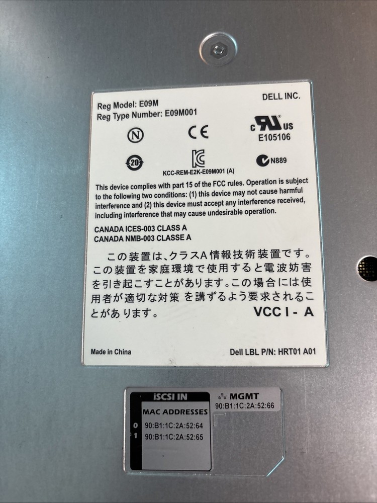 Dell EqualLogic PS4100 Y4PDW Control Module 12 @MB264